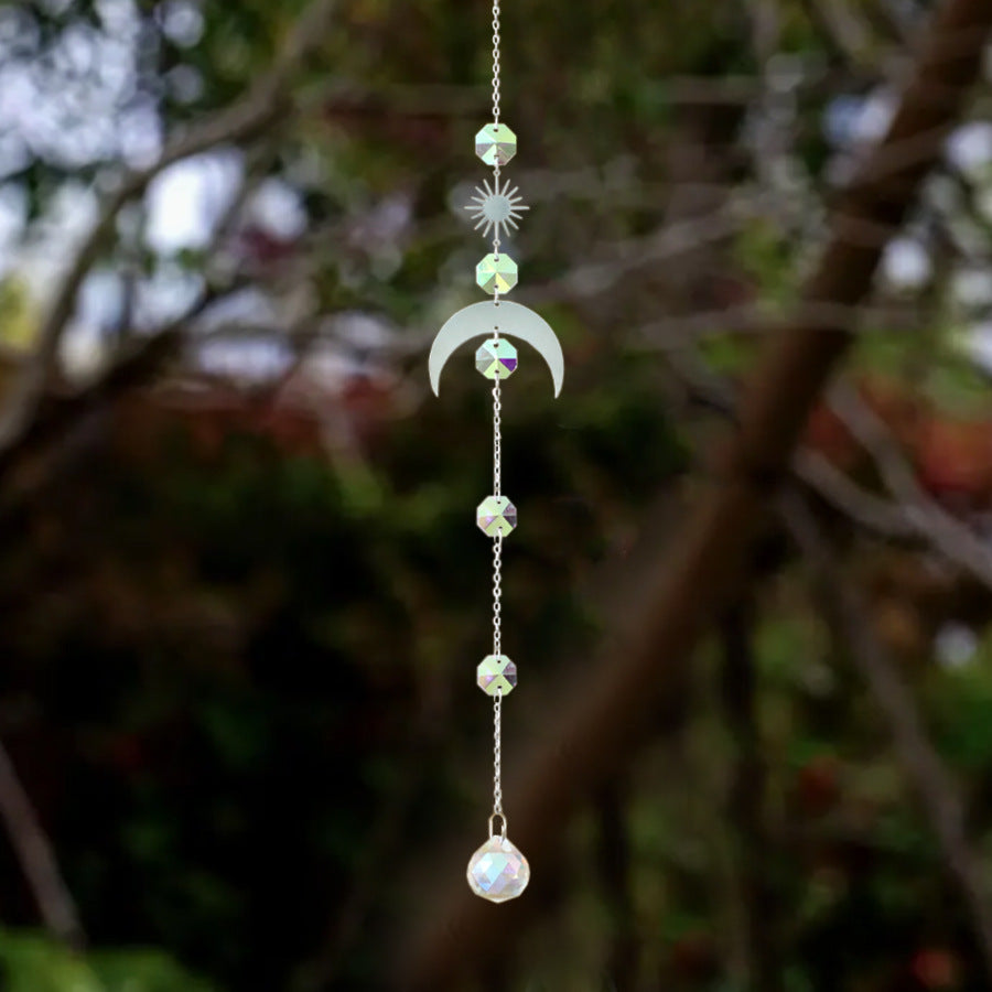 Modern Minimalist Crystal Moon Wind Chime Decor