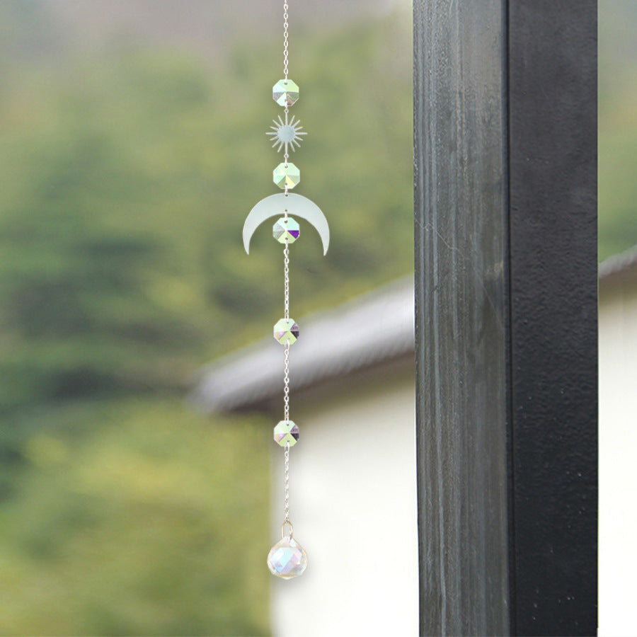 Modern Minimalist Crystal Moon Wind Chime Decor